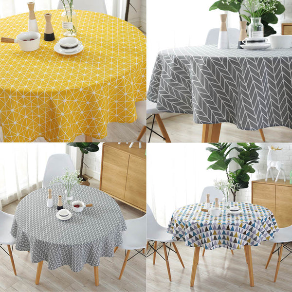 Linen Printing Tablecloth Round Table Cloth - Beauti Homes