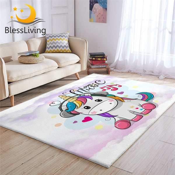 Cute Unicorn Carpet Rainbow Hair for Kids Room(High quality)) - Beauti Homes