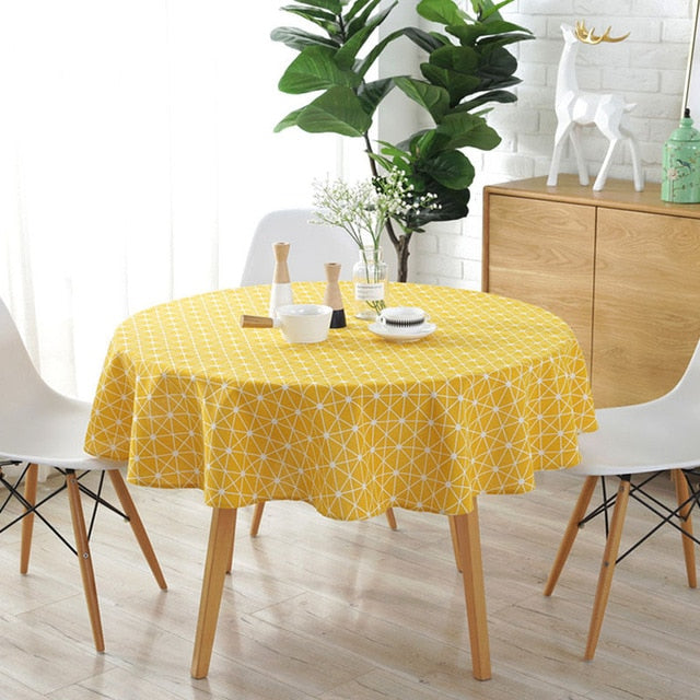 Linen Printing Tablecloth Round Table Cloth - Beauti Homes