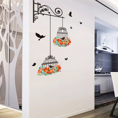 Birdcage Flower Flying room wall sticker - Beauti Homes