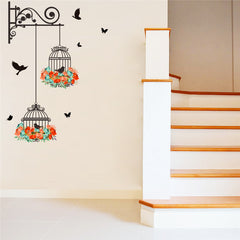 Birdcage Flower Flying room wall sticker - Beauti Homes