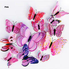 12Pcs Double layer 3D Butterfly Magnet Fridge stickers - Beauti Homes