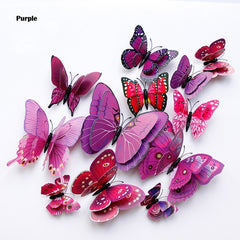 12Pcs Double layer 3D Butterfly Magnet Fridge stickers - Beauti Homes