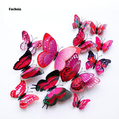 12Pcs Double layer 3D Butterfly Magnet Fridge stickers - Beauti Homes