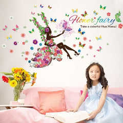 Floral Fairy Swing Wall Stickers - Beauti Homes