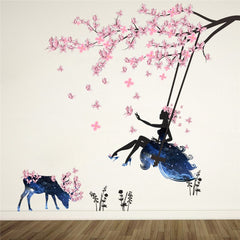 Floral Fairy Swing Wall Stickers - Beauti Homes