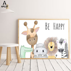 Be Happy Nursery Room Prints Painting On Canvas - Beauti Homes