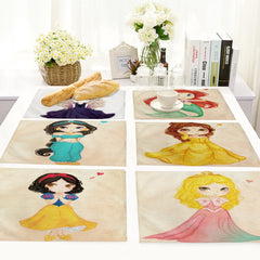 Cotton Linen Table Mat Cartoon Girls - Beauti Homes