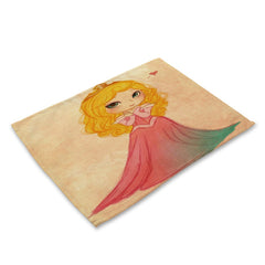 Cotton Linen Table Mat Cartoon Girls - Beauti Homes