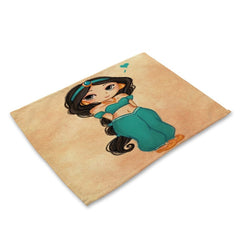 Cotton Linen Table Mat Cartoon Girls - Beauti Homes