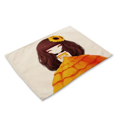 Cotton Linen Table Mat Cartoon Girls - Beauti Homes