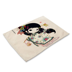 Cotton Linen Table Mat Cartoon Girls - Beauti Homes