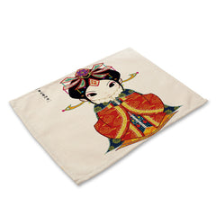 Cotton Linen Table Mat Cartoon Girls - Beauti Homes