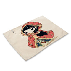 Cotton Linen Table Mat Cartoon Girls - Beauti Homes