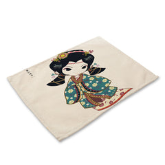 Cotton Linen Table Mat Cartoon Girls - Beauti Homes